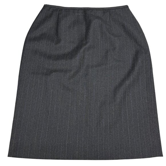LAUREN Ralph Lauren Wool Pinstripe Pencil Skirt Size 4 Dark Gray - Picture 3 of 6